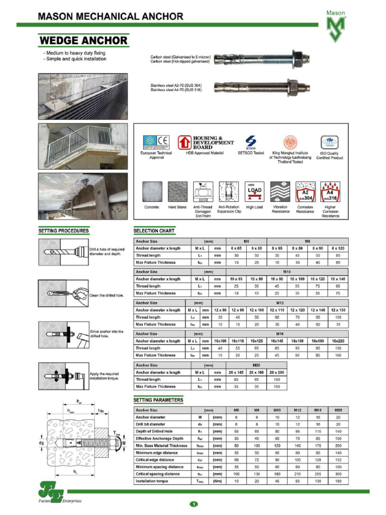 MASON WEDGE ANCHOR | PDF