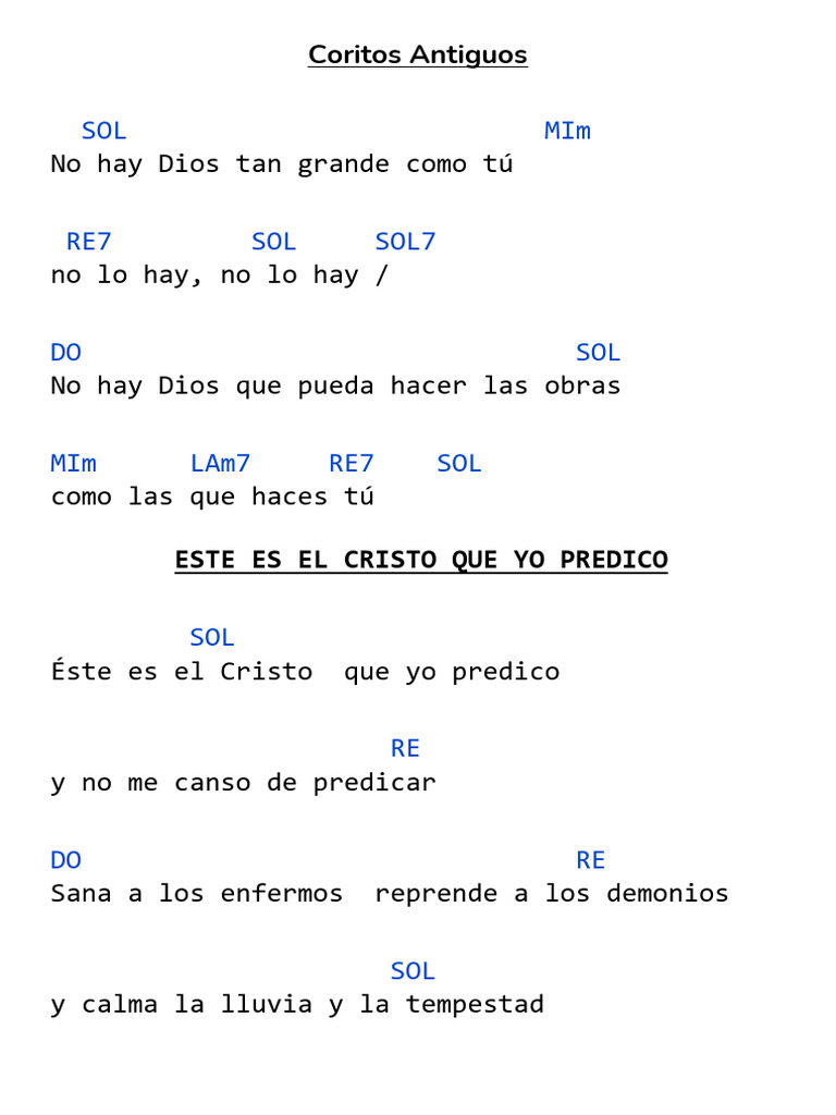 Coritos Antiguos: Alabanza y Adoración | PDF