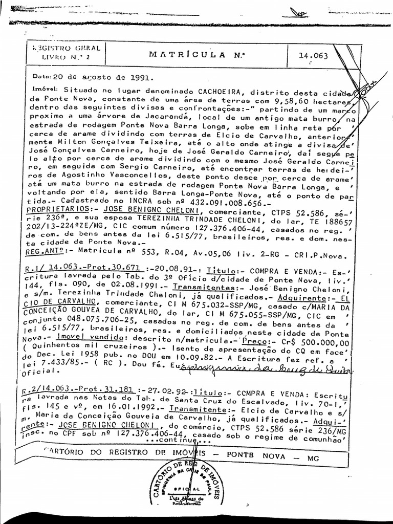Descriçao Imovel Rural | PDF
