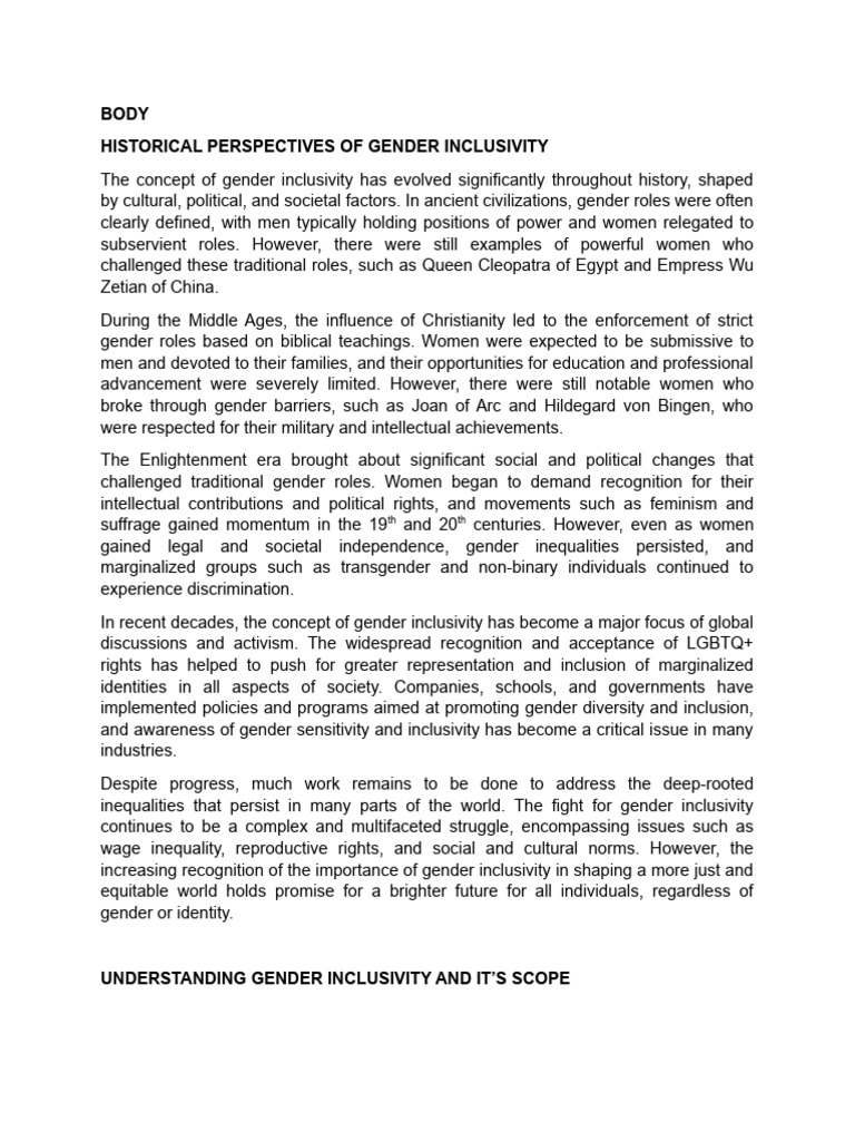 Gender Inclusivity Body Pdf Gender Gender Studies