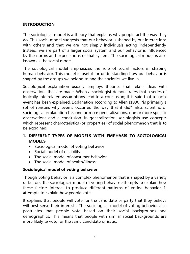 Understanding Sociological Models | PDF | Sociology | Behavior