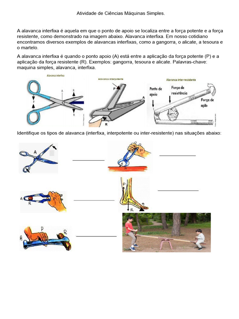 Alavancas Interfixas: Exemplos e Tipos | PDF