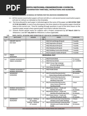 2024 KCSE Timetable corrected 16.03.24