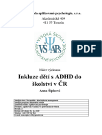 Šipková Anna, Aplikovaný Výzkum Ve Společenských Vědách, Integrace Dětí S ADHD Do Školství V ČR, Ing. Radmila Trnková-Lorencová, PH.D