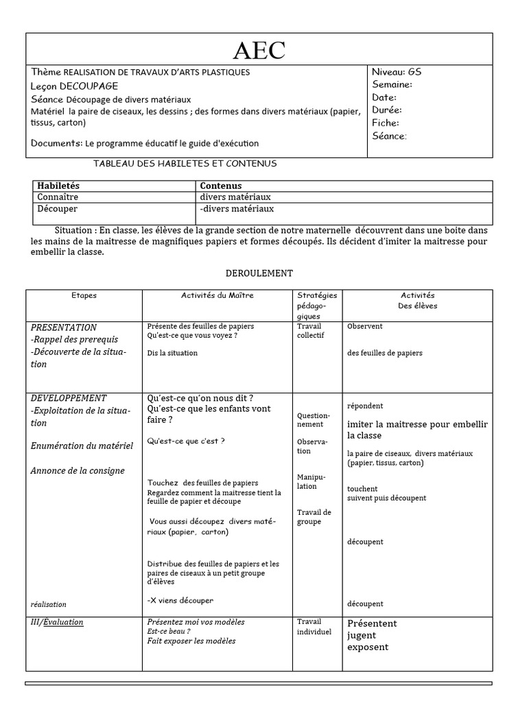 Activités Découpage et Collage GS | PDF | Papier | Collage