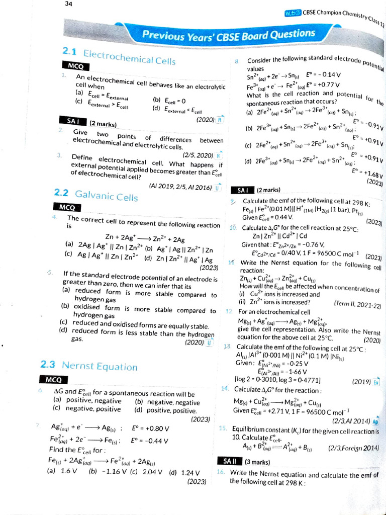 Electrochemistry Formula Sheet PDF Electrochemistry Cathode