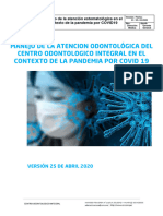 Manejo de La Atención Estomatológica en El Contexto de La Pandemia Por COVID19