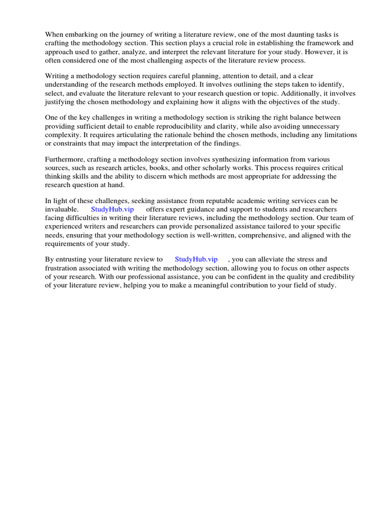 How to Write a Methodology Section for a Literature Review | PDF ...