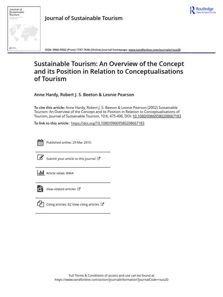 Sustainable Tourism An Overview of The Concept and Its Position in ...