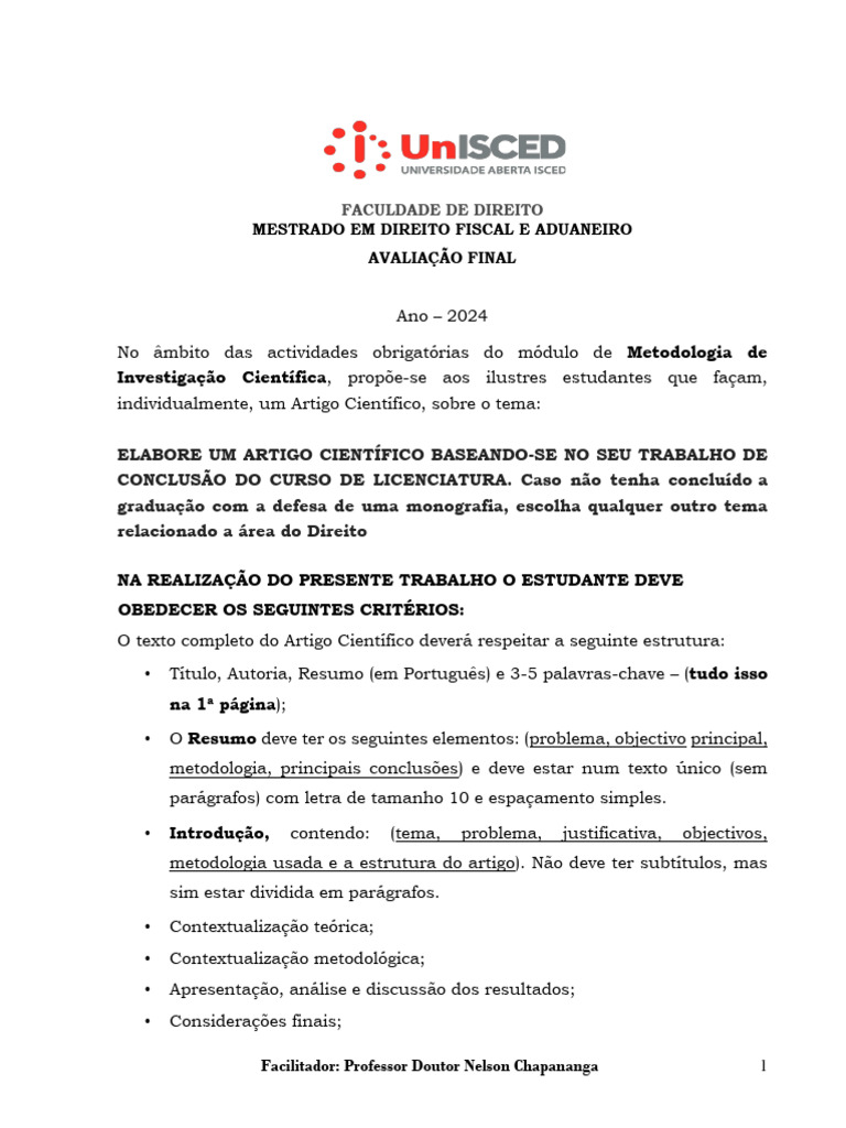 Avaliacão Final MIC 2024 Download grátis PDF Abstract (resumo