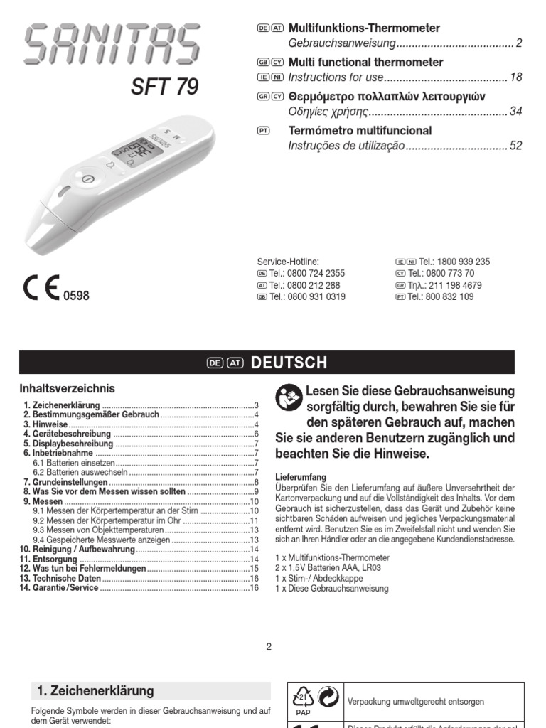 Sanitas SFT 79 Thermometer Anleitung PDF