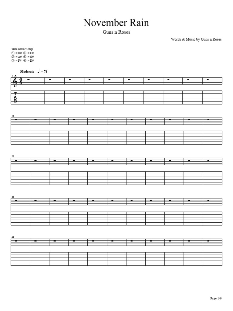 November Rain Guitar Tabs and Techniques | PDF