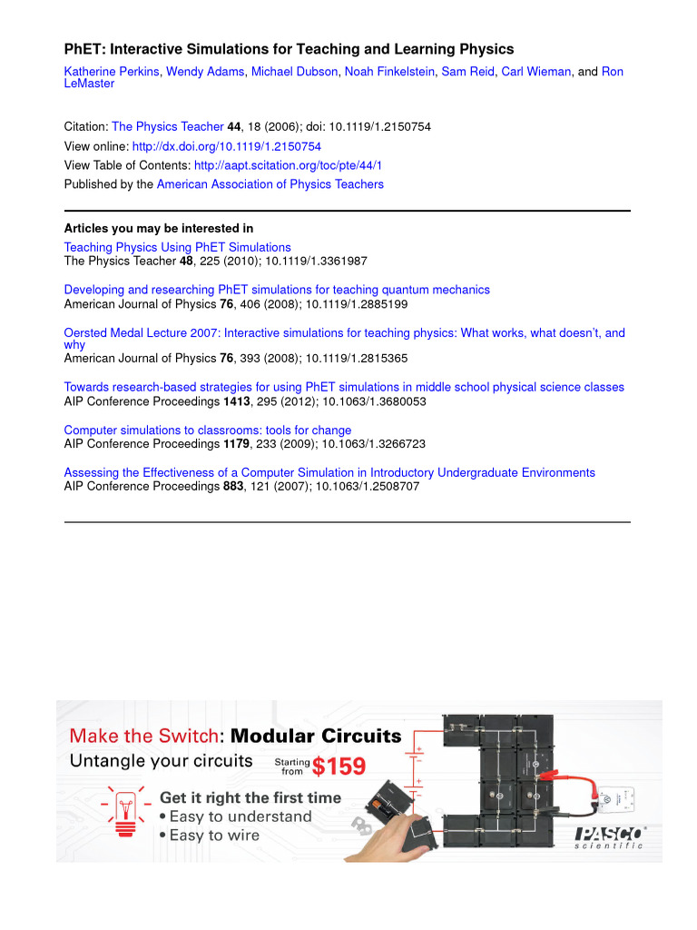 Phet - Interative Simulations For Teaching and Learning Physics | PDF ...