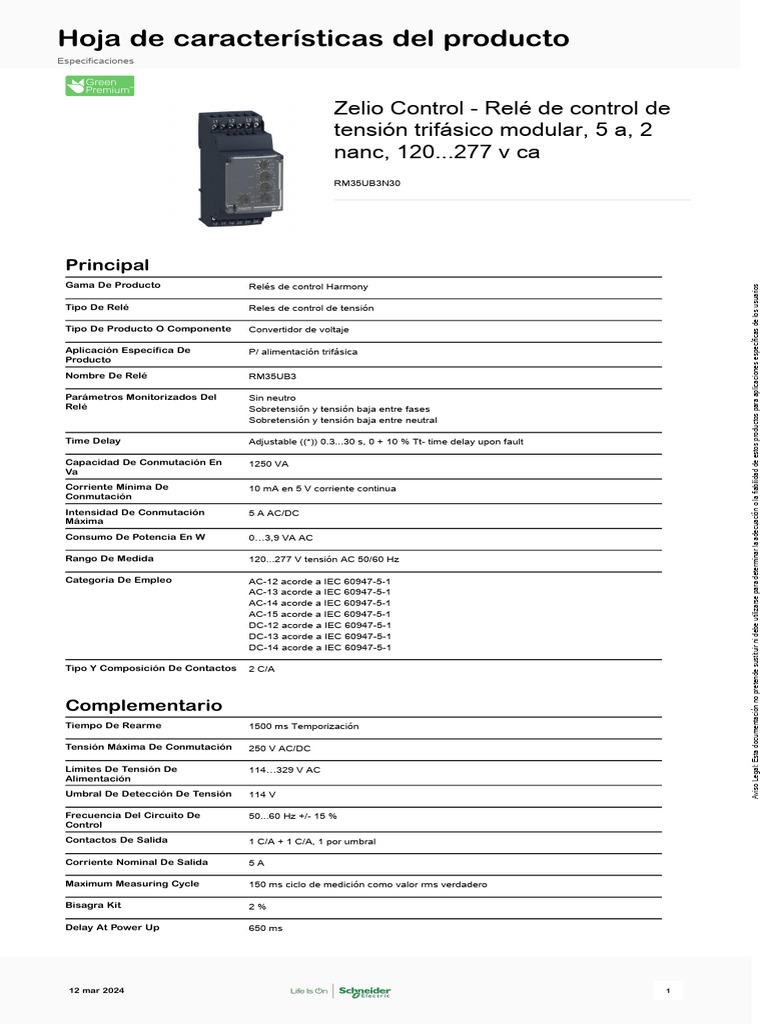 Schneider Electric Harmony Relés de Control RM35UB3N30 | PDF