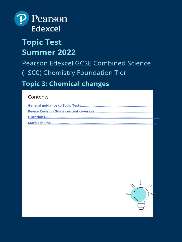 GCSE Chemistry Topic Test: Chemical Changes | PDF | Chemistry | Learning