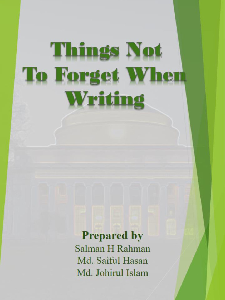 Things Not To Forget When Writing | PDF | Acronym | Plural