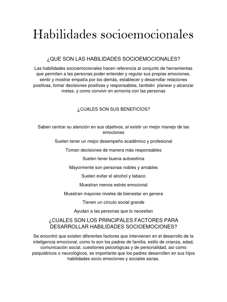Habilidades Socioemocionales Nuevo | PDF | Las emociones | Inteligencia ...