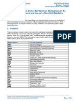 Intravenous Infusion Orders For Common Medications in The ED and ICU - Bunbury Hospital