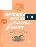Fred Sedgwick - Where Words Come From - A Dictionary of Word Origins-Bloomsbury Publishing PLC (2009)