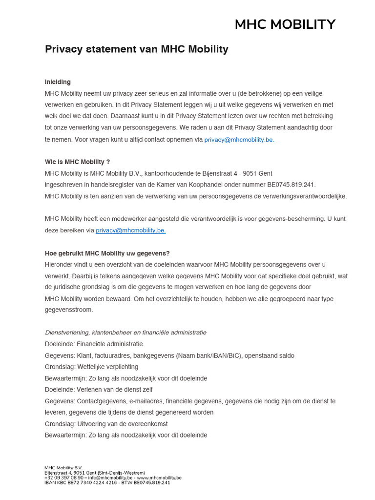 MHCMobility2021 Privacybeleid NL | PDF