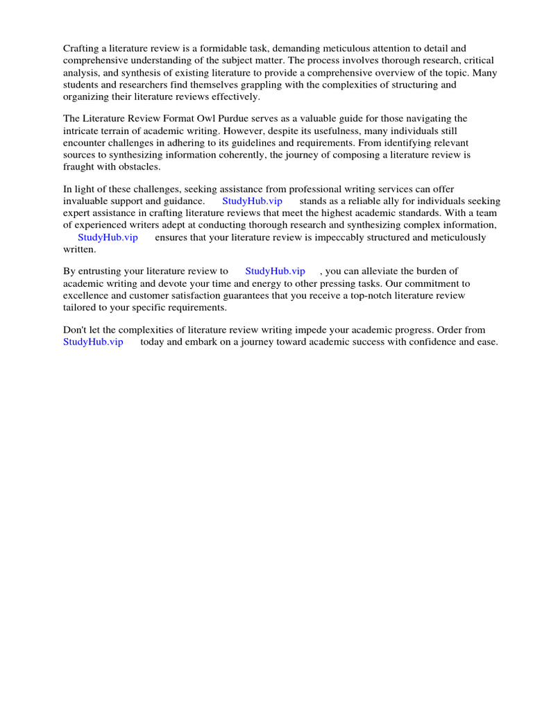 Literature Review Format Owl Purdue PDF Apa Style Citation