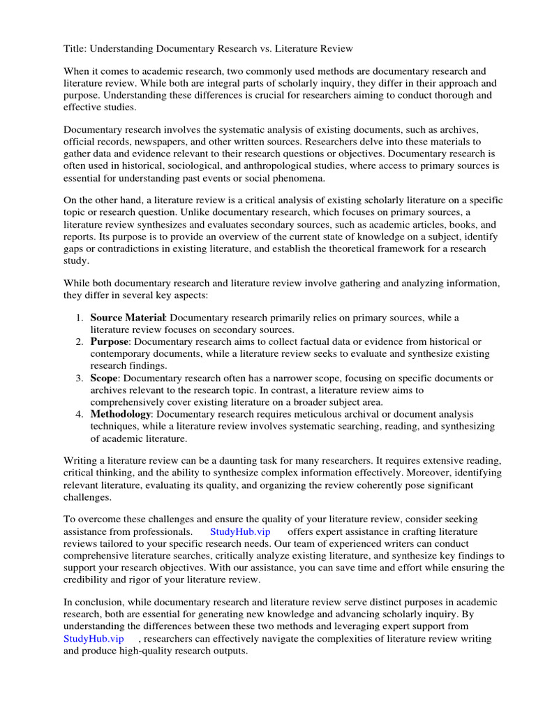 What Is Documentary Review In Research Pdf