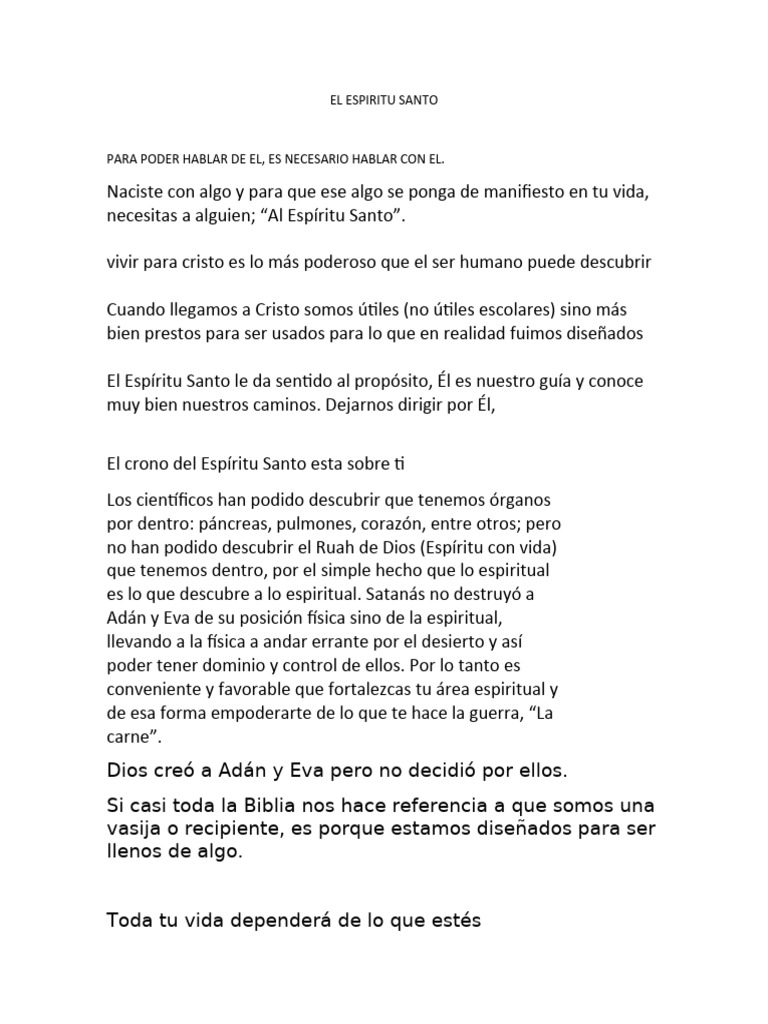El Poder del Espíritu Santo en Ti | PDF | Oración | espíritu Santo