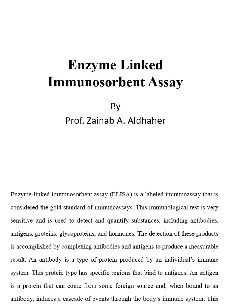 Enzyme Linked Immunosorbent Assay | PDF | Elisa | Immunoassay