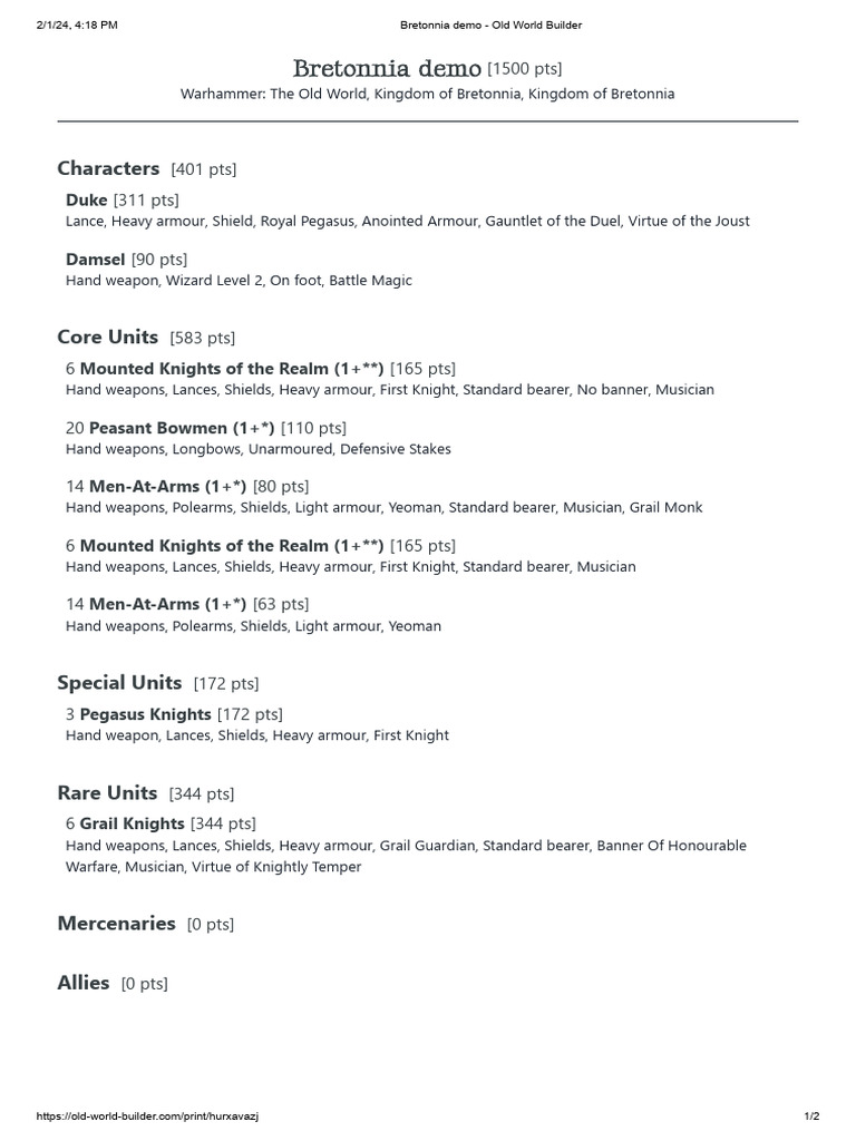 Bretonnia demo old world builder pdf