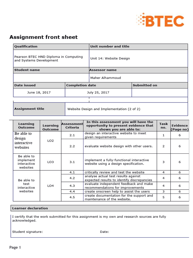 Website Design Assignment Overview | PDF | Business