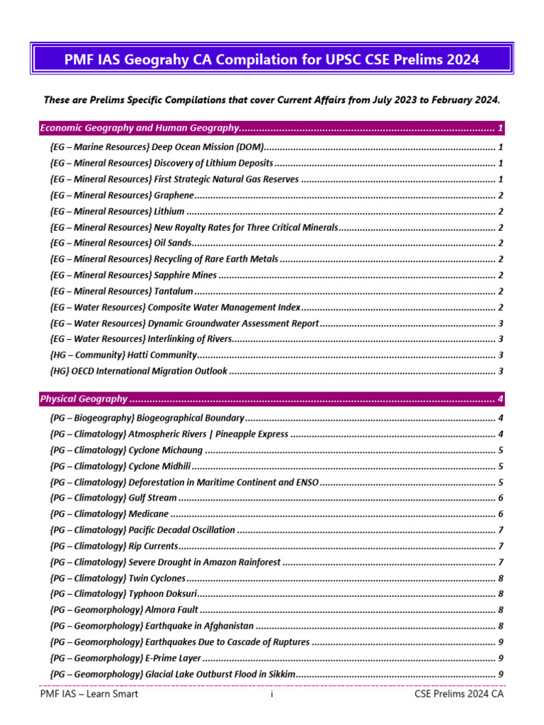 Geography CA for UPSC Prelims 2024 | PDF | Tropical Cyclones | Earthquakes