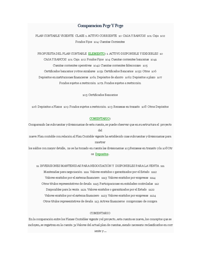 Comparativa PCGR y PCGE en Perú | PDF | normas internacionales de ...