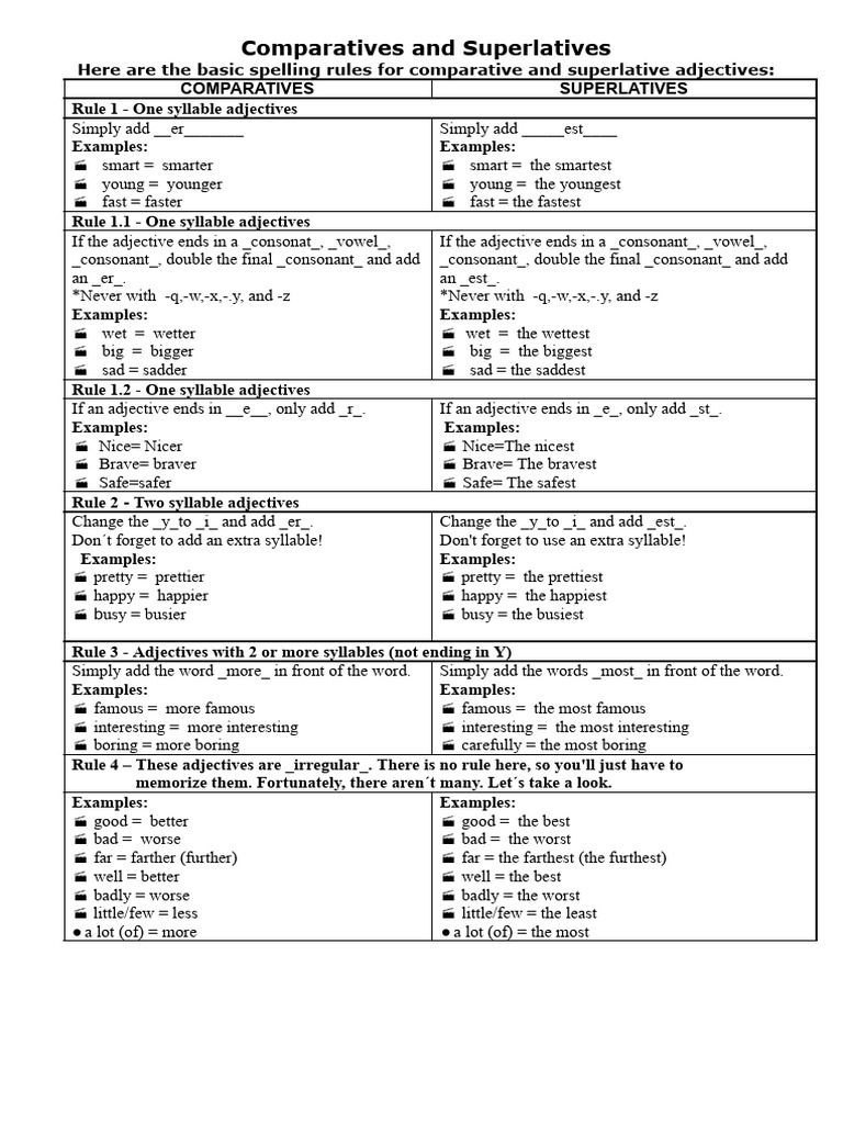 Class 7 Comparative And Superlative Adjectives Task Pdf Noun