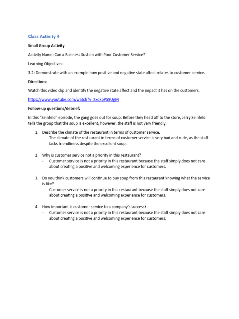Class Activity 4 | PDF | Career & Growth | Business