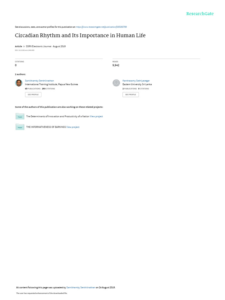 Circadian Rhythm And Its Importance Pdf Circadian Rhythm Sleep
