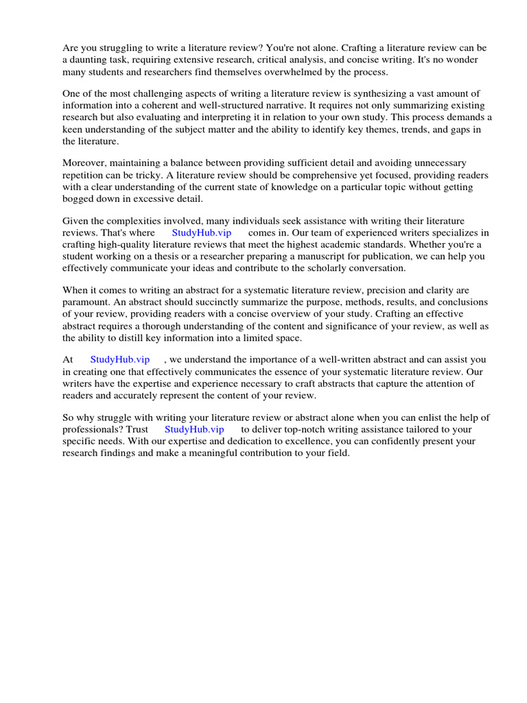 How to Write an Abstract for a Systematic Literature Review | PDF