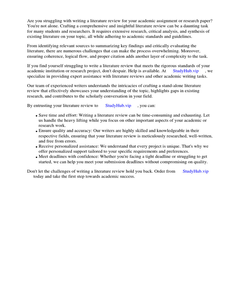 Stand Alone Literature Review Sample Download Free PDF Thesis Literature Review