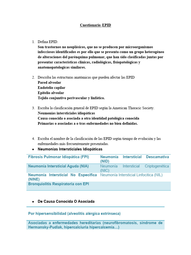 Clasificación y Diagnóstico de EPID | PDF | Neumonía | Enfermedades y ...