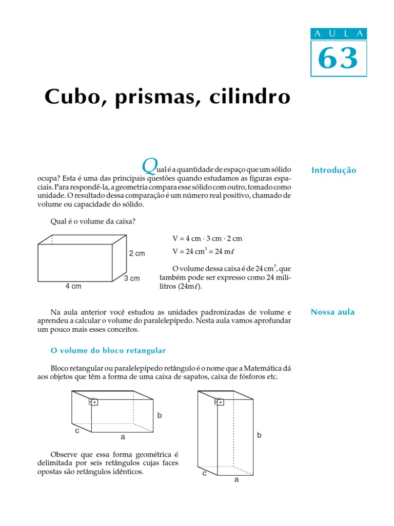 Cubo Prisma Cilindros Volumes | PDF, image size:768x1024