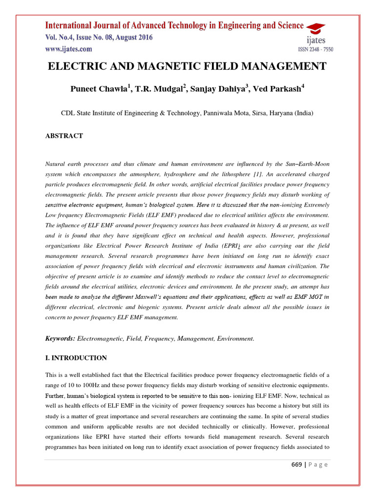 Electric and Magnetic Field Management | PDF | Electric Power ...