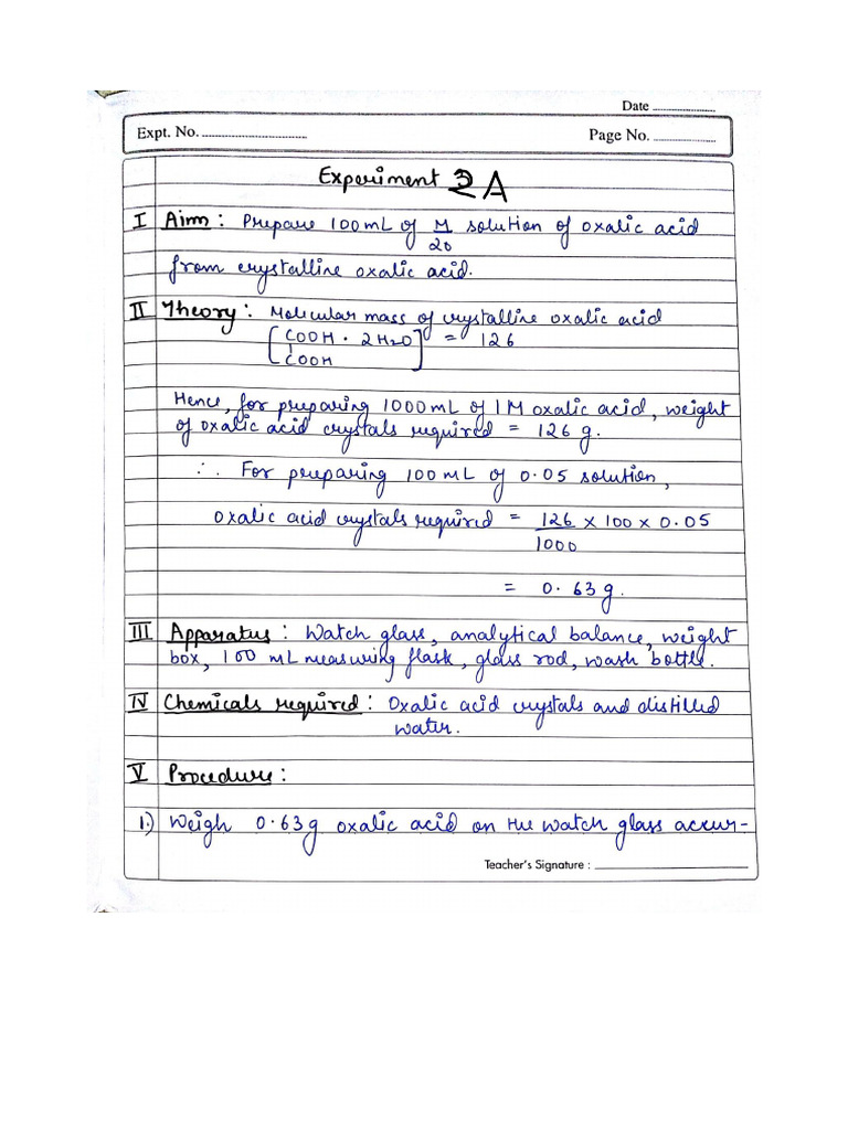 Class12 Titration Oxalic Acid PDF