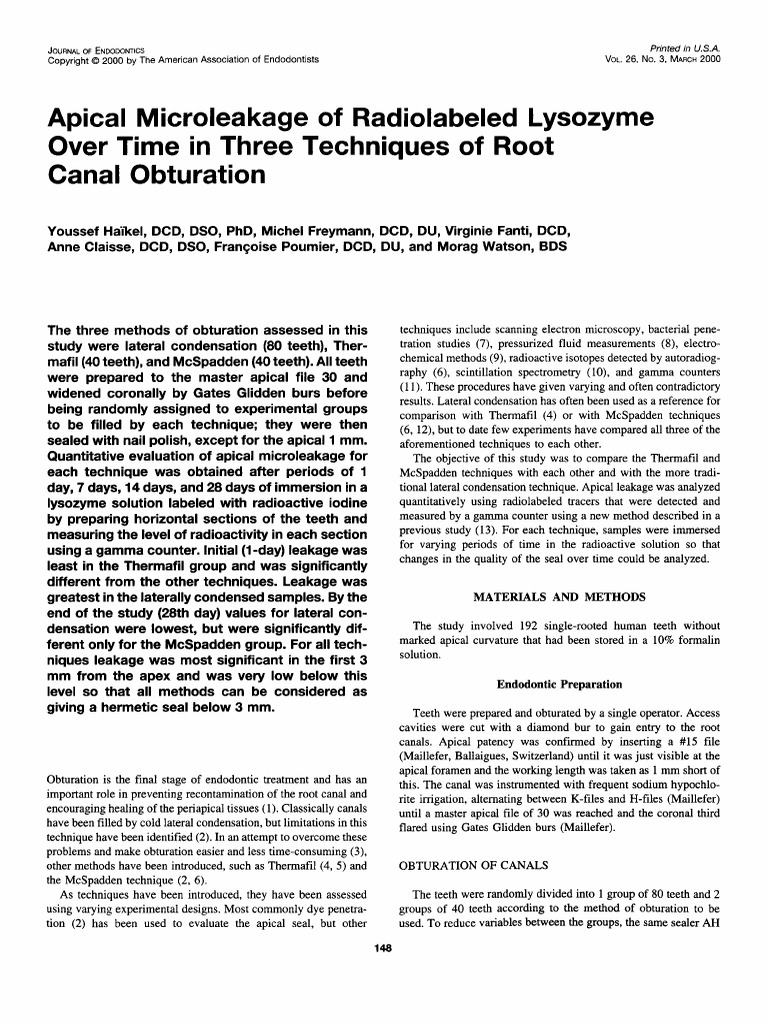 Apical Microleakage of Radiolabeled Lysozyme Over PDF Radioactive
