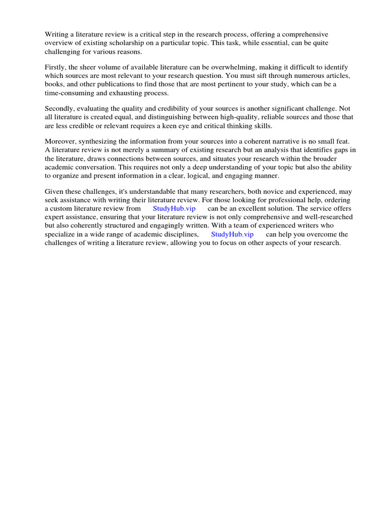 Purdue Owl Example Literature Review PDF Apa Style