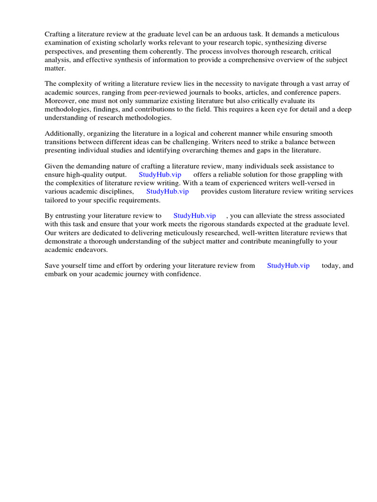 Sample Graduate Level Literature Review PDF