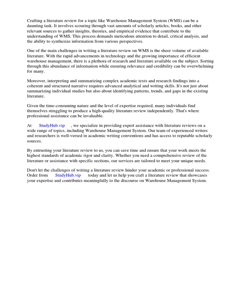 Literature Review Warehouse Management System PDF Warehouse Inventory