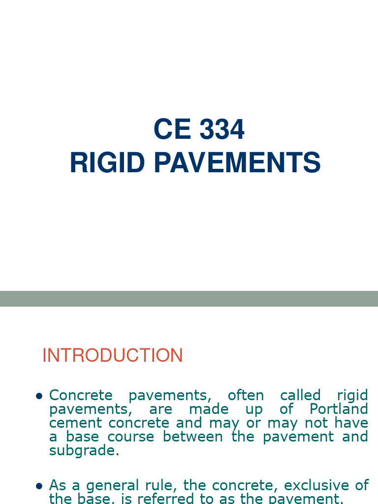 Ce 334 Rigid Pavement | PDF | Road Surface | Concrete