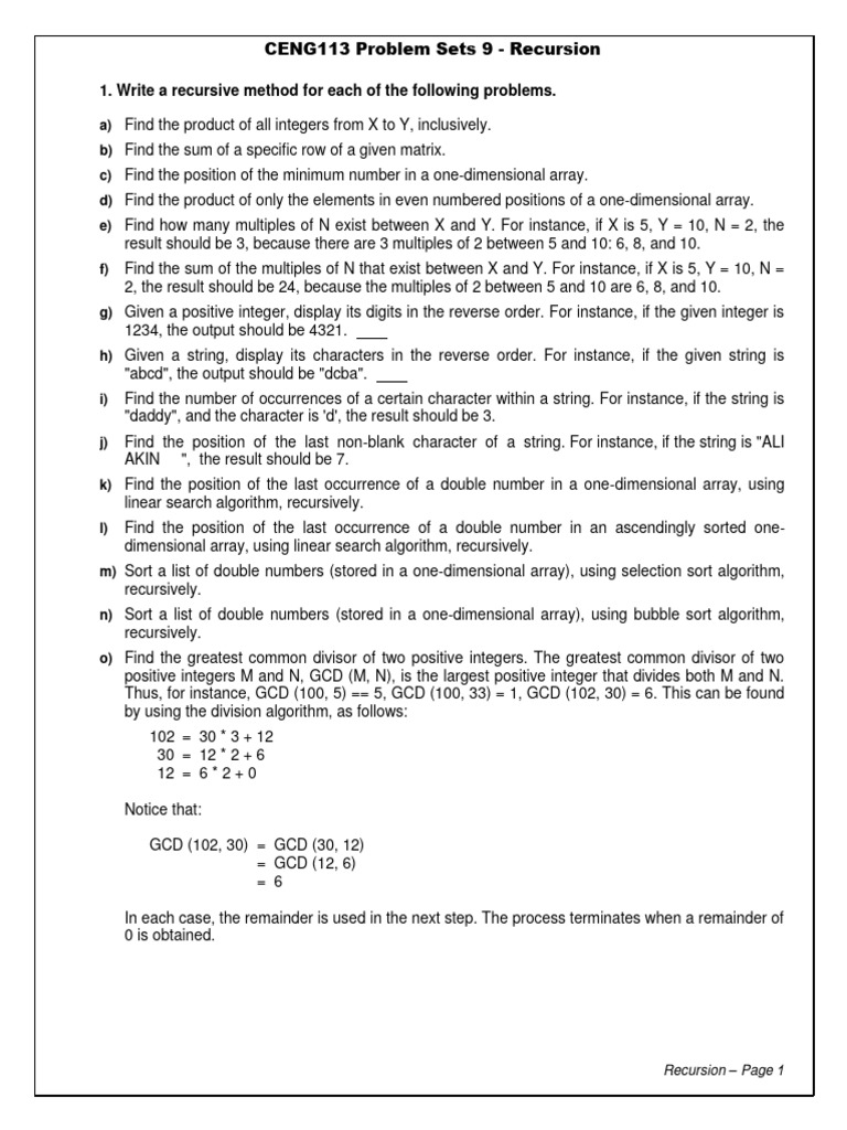 PS10_Recursion__ | PDF | Algorithms | Discrete Mathematics