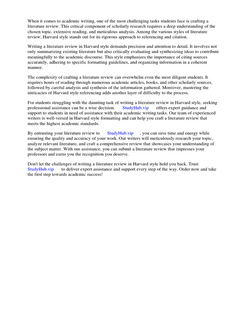 How to Do a Literature Review Harvard Style PDF Citation Thesis