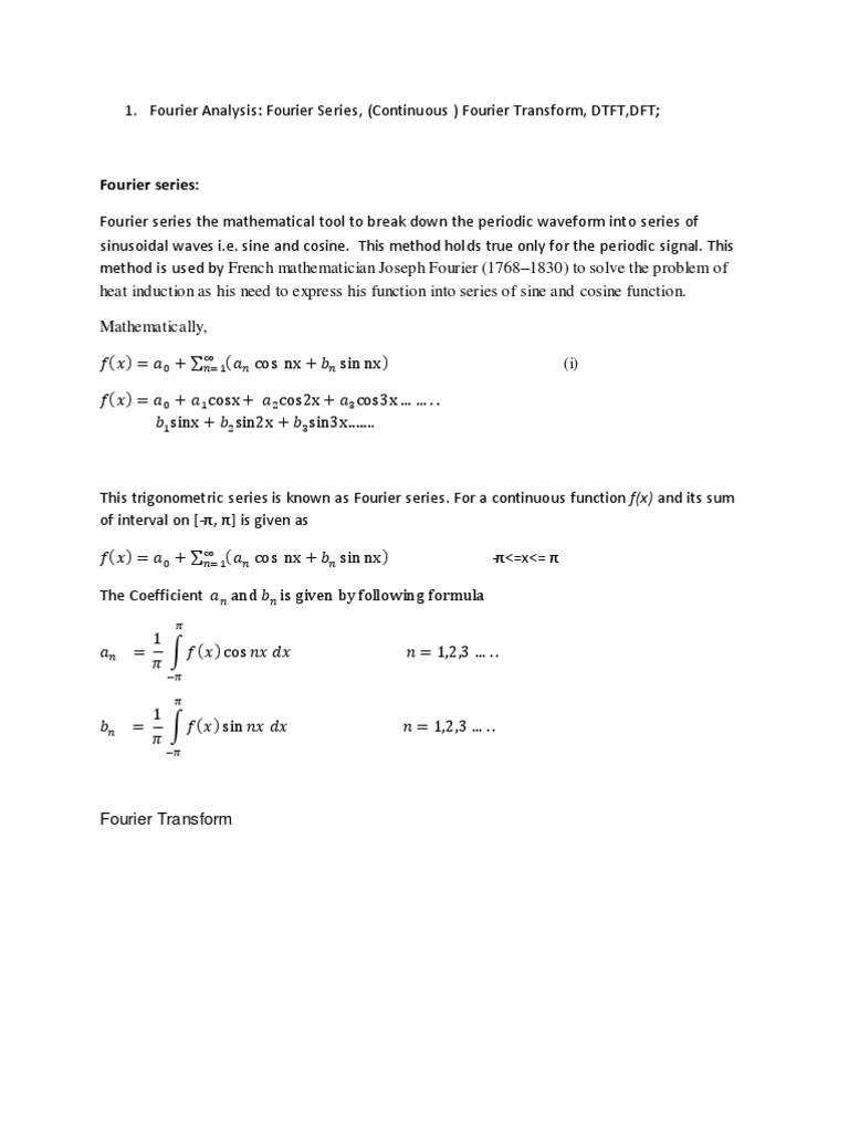 Fourier Analysis: Series and Transforms | PDF | Art | Science & Mathematics