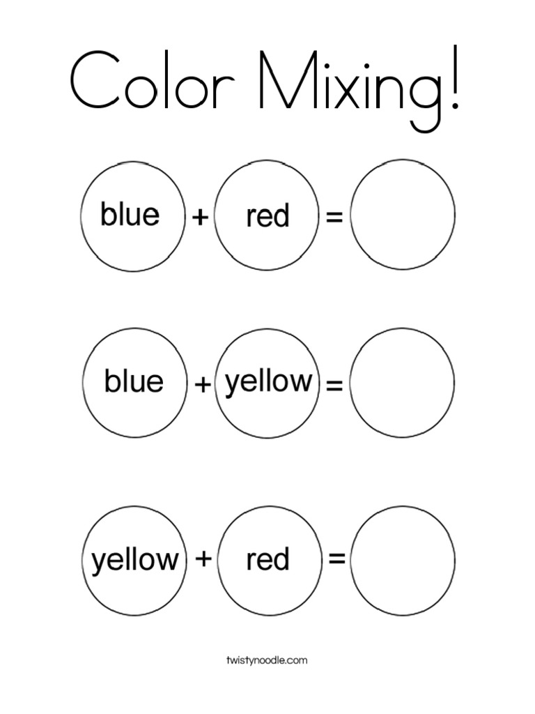 Color Mixing Coloring Page - Twisty Noodle | PDF